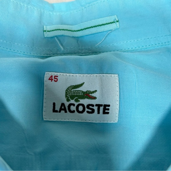 LACOSTE Mens Long Sleeve Button Down Shirt Aqua Blue Size 45 / XXL US - Picture 5 of 11